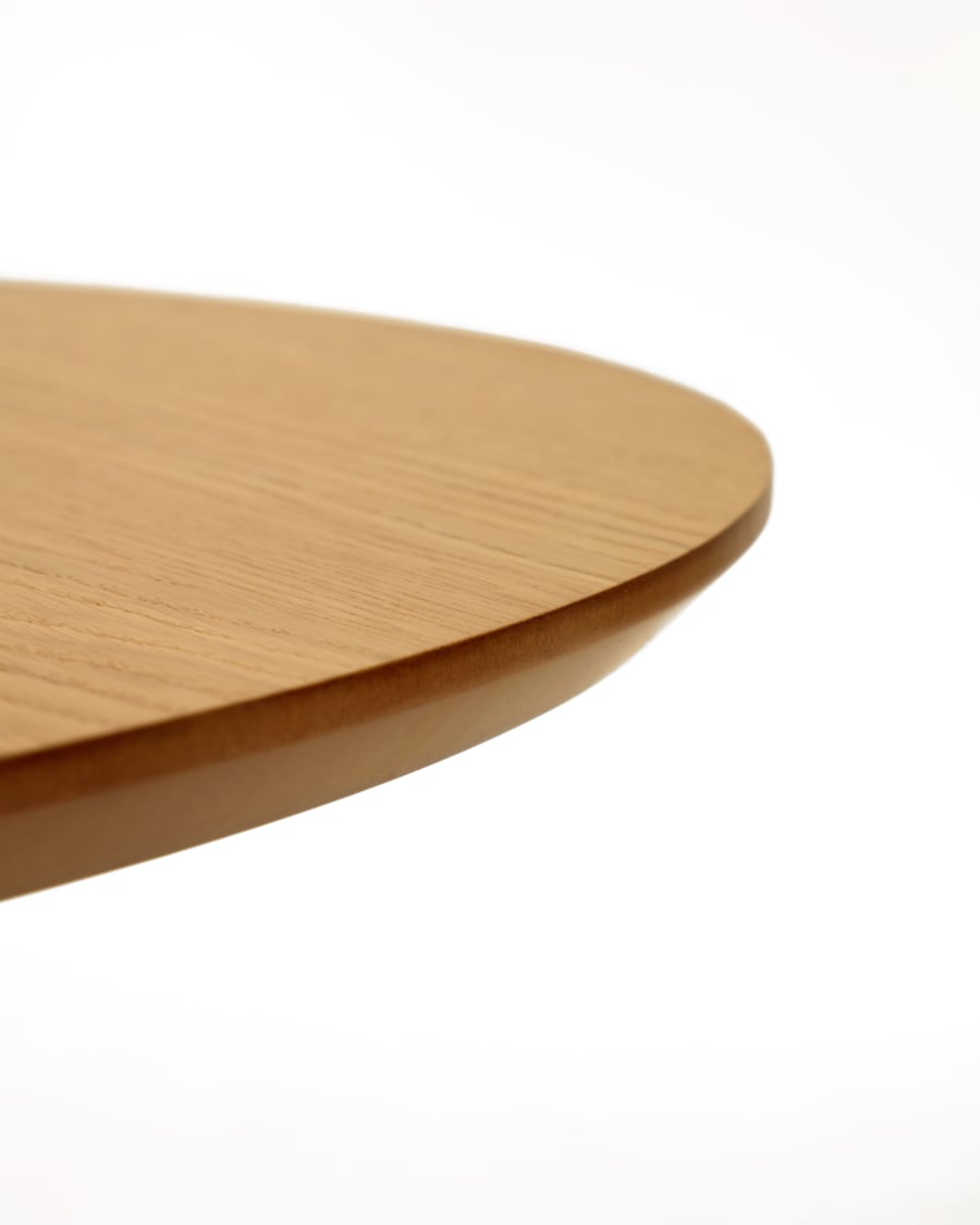 Oqui extendable oval table with an oak veneer and solid wood legs, Ø 120 (200) x 90 cm