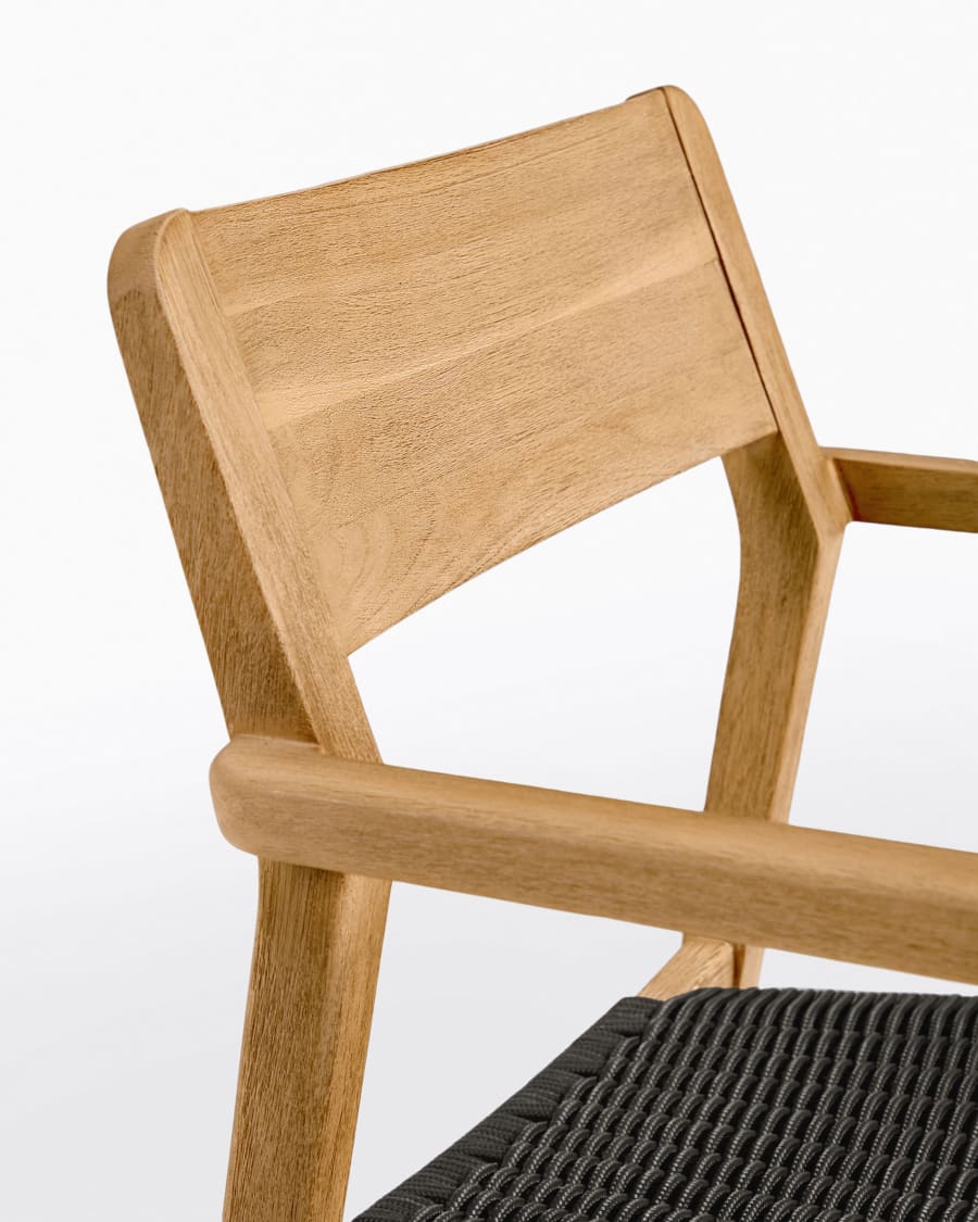 Better stackable chair in solid acacia wood and black cord