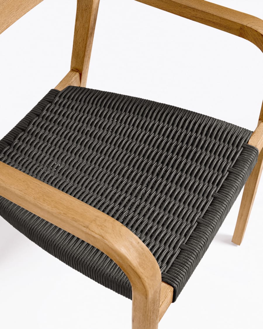 Better stackable chair in solid acacia wood and black cord