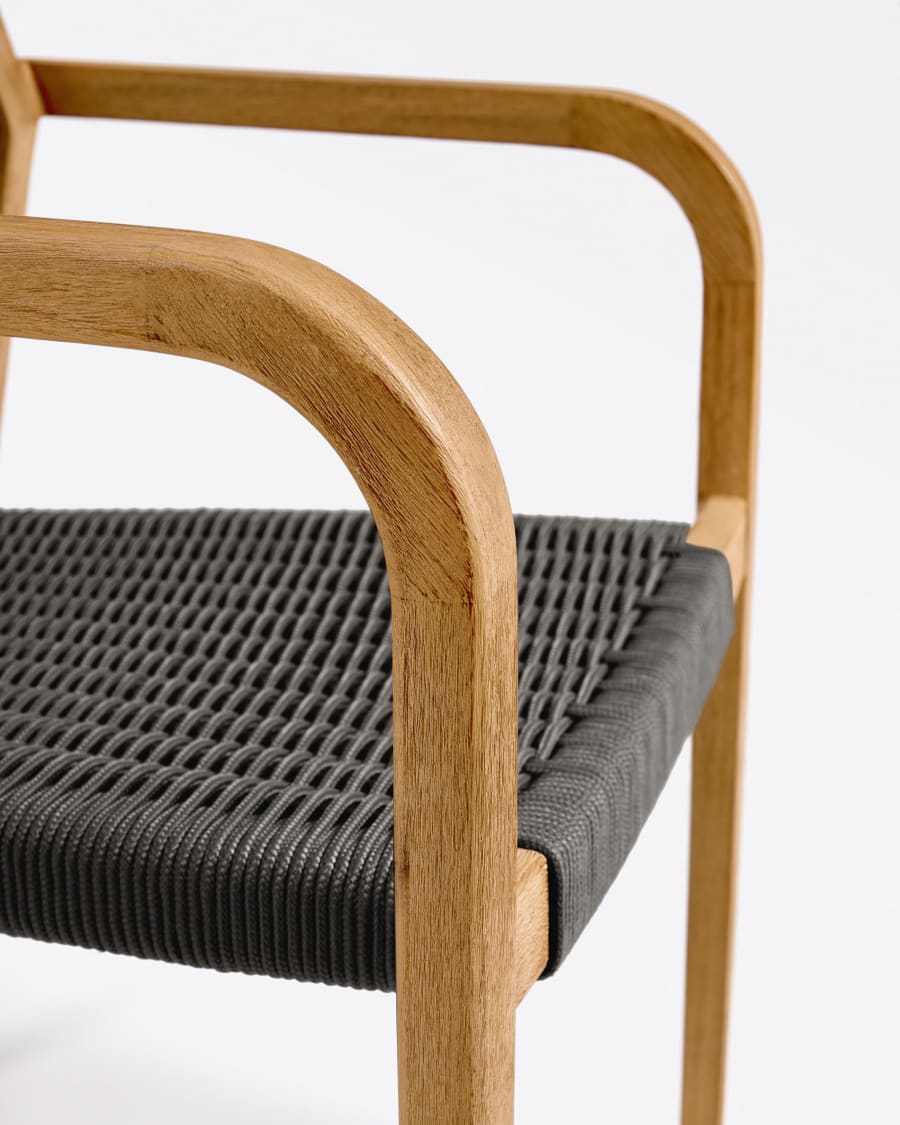 Better stackable chair in solid acacia wood and black cord
