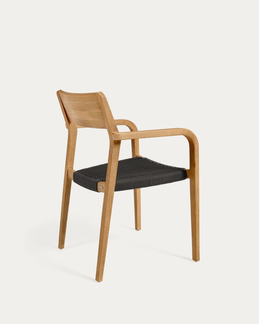 Better stackable chair in solid acacia wood and black cord