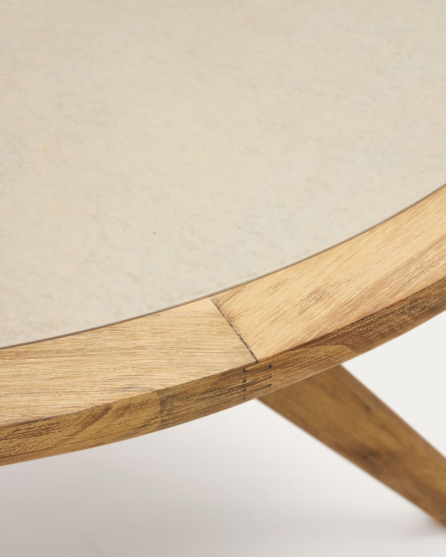 Julieta round table in polycement and solid acacia wood Ø 120 cm FSC 100%