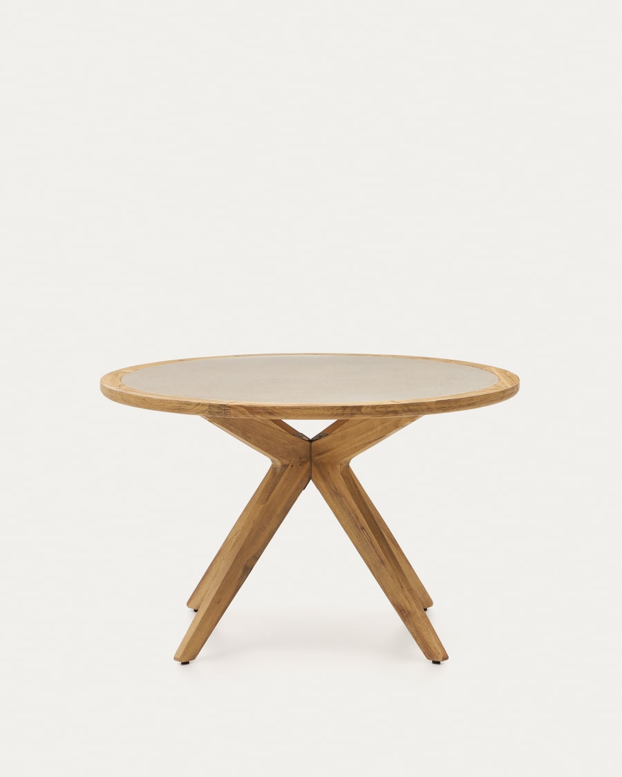 Julieta round table in polycement and solid acacia wood Ø 120 cm FSC 100%