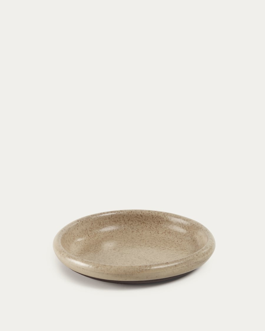 Tersilia dessert plate in brown ceramic