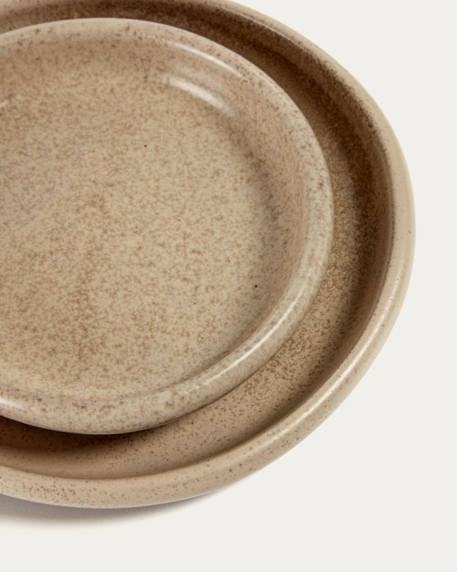 Tersilia dinner plate in brown ceramic