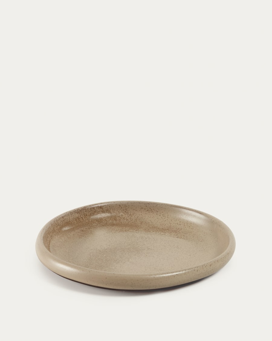 Tersilia dinner plate in brown ceramic