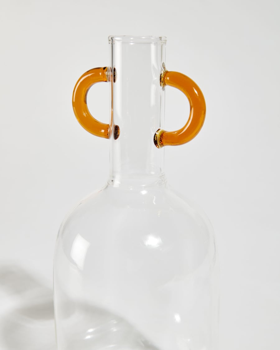 Yumalay vase in transparent and orange glass, 14.5 cm