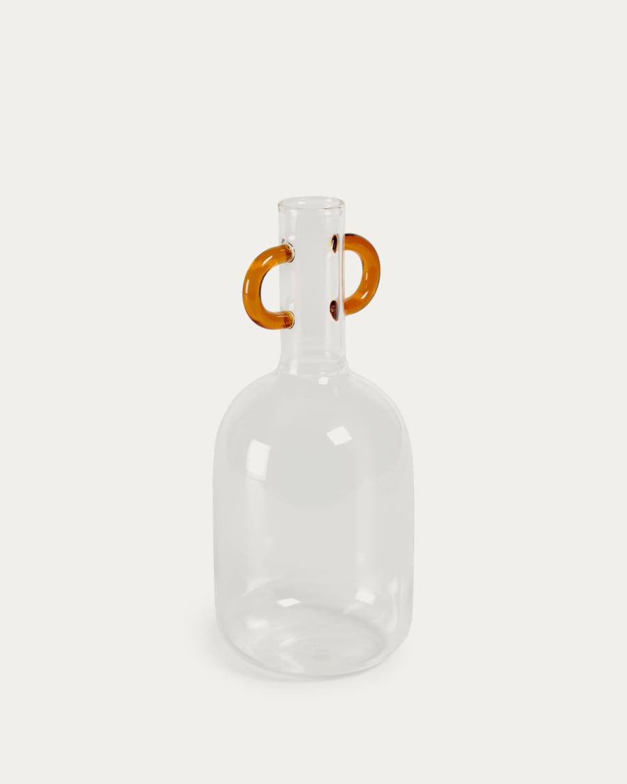 Yumalay vase in transparent and orange glass, 14.5 cm
