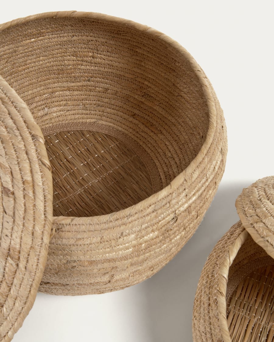 Sumy set of 2 corn leaf boxes, with a natural finish