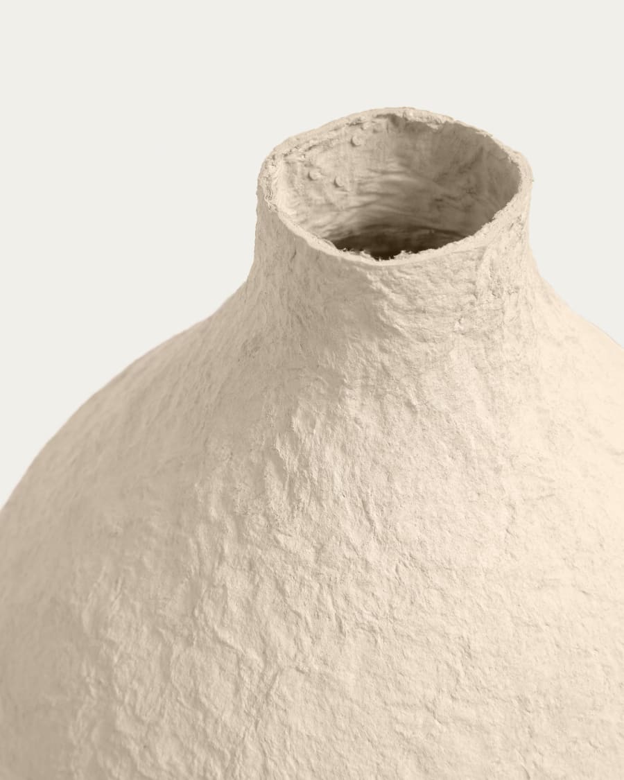 Candida cotton maché vase in beige, 30 cm