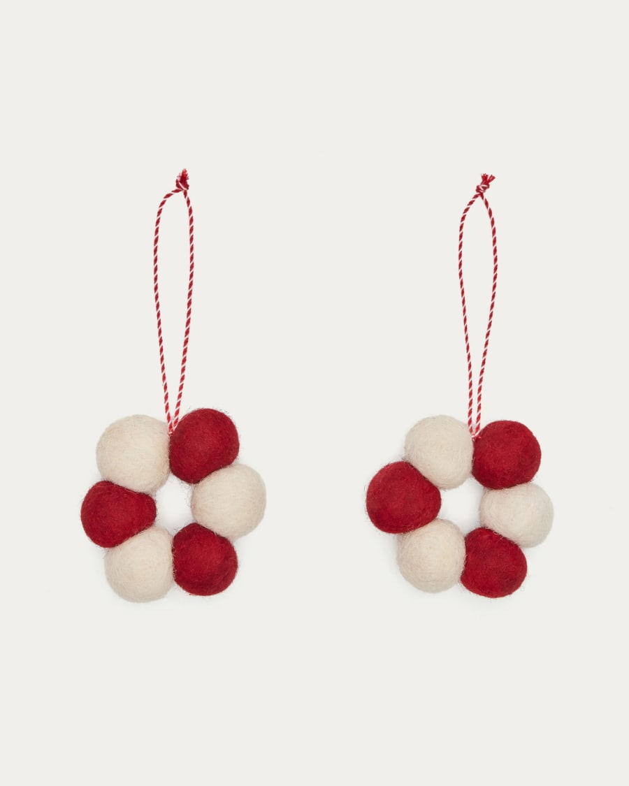 Set of 2 Eloisa ornaments in red felt