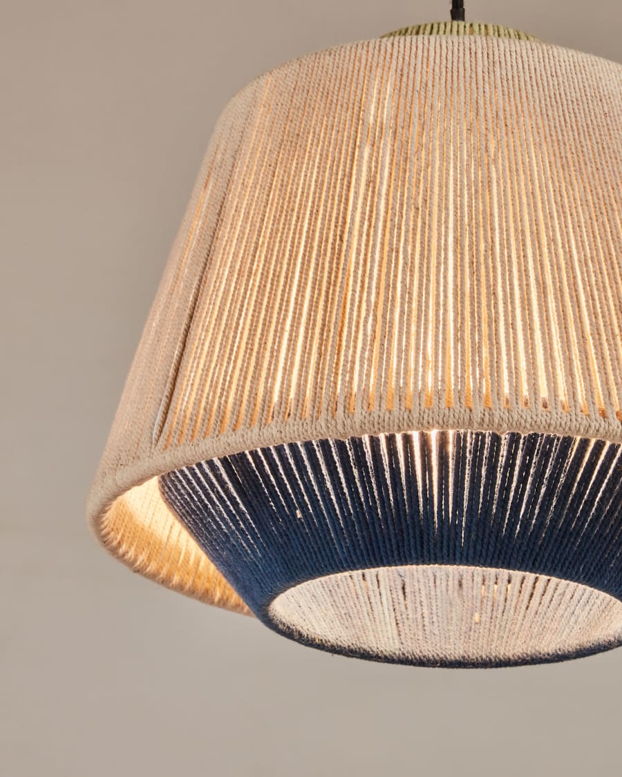 Deckenleuchte Yuvia aus Baumwolle mit Finish in Beige und Blau