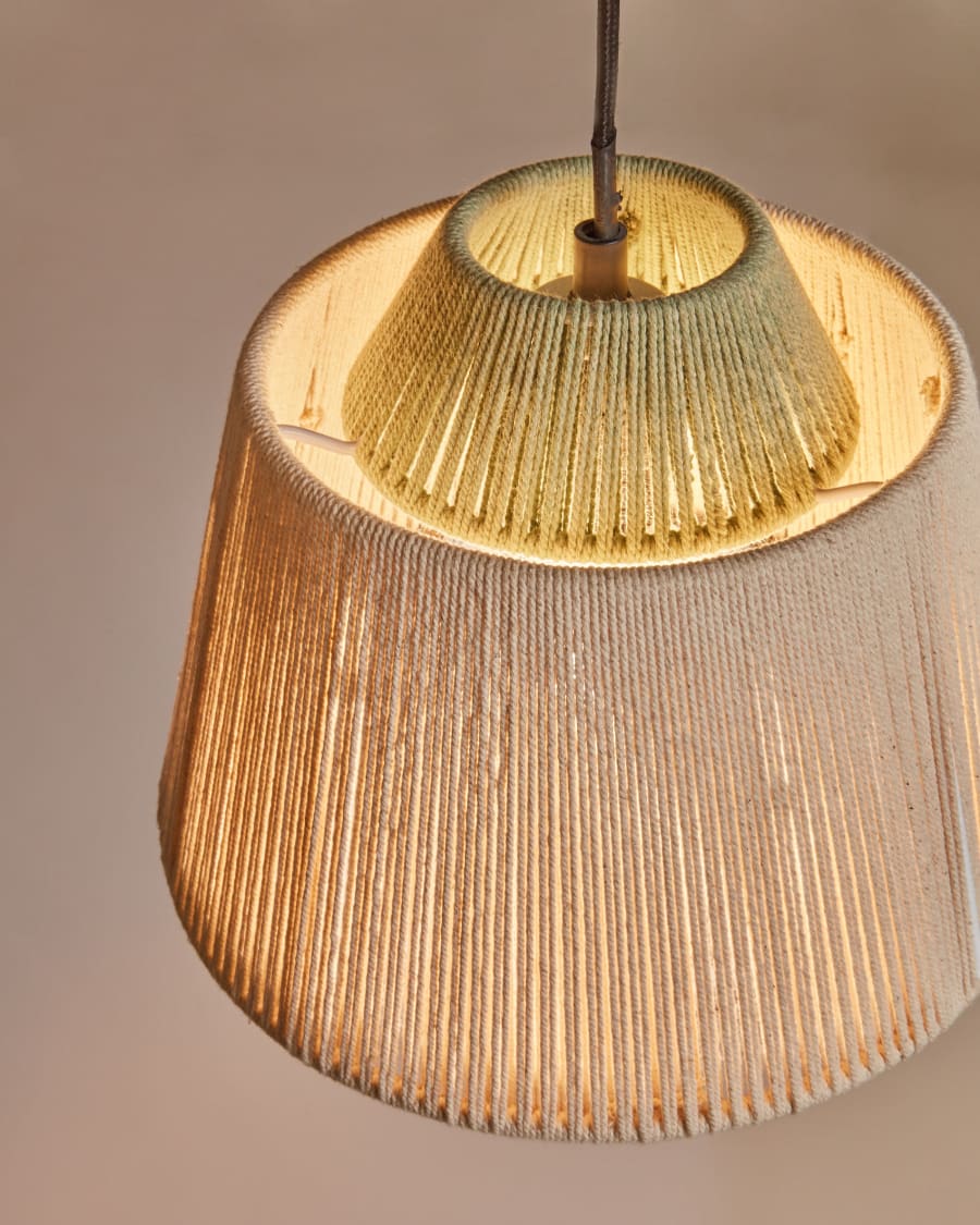 Deckenleuchte Yuvia aus Baumwolle mit Finish in Beige und Blau