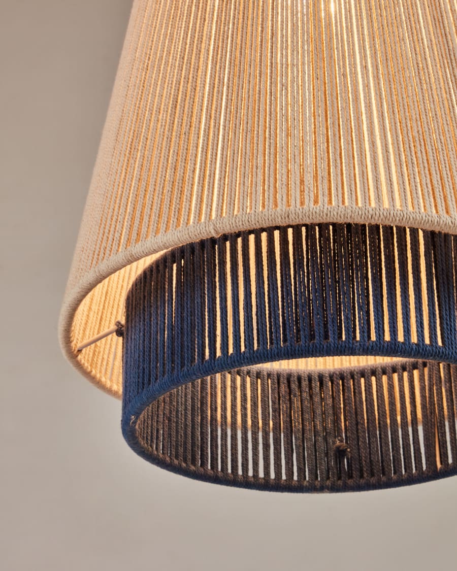 Deckenleuchte Yuvia aus Baumwolle mit Finish in Beige, Blau und Terrakotta