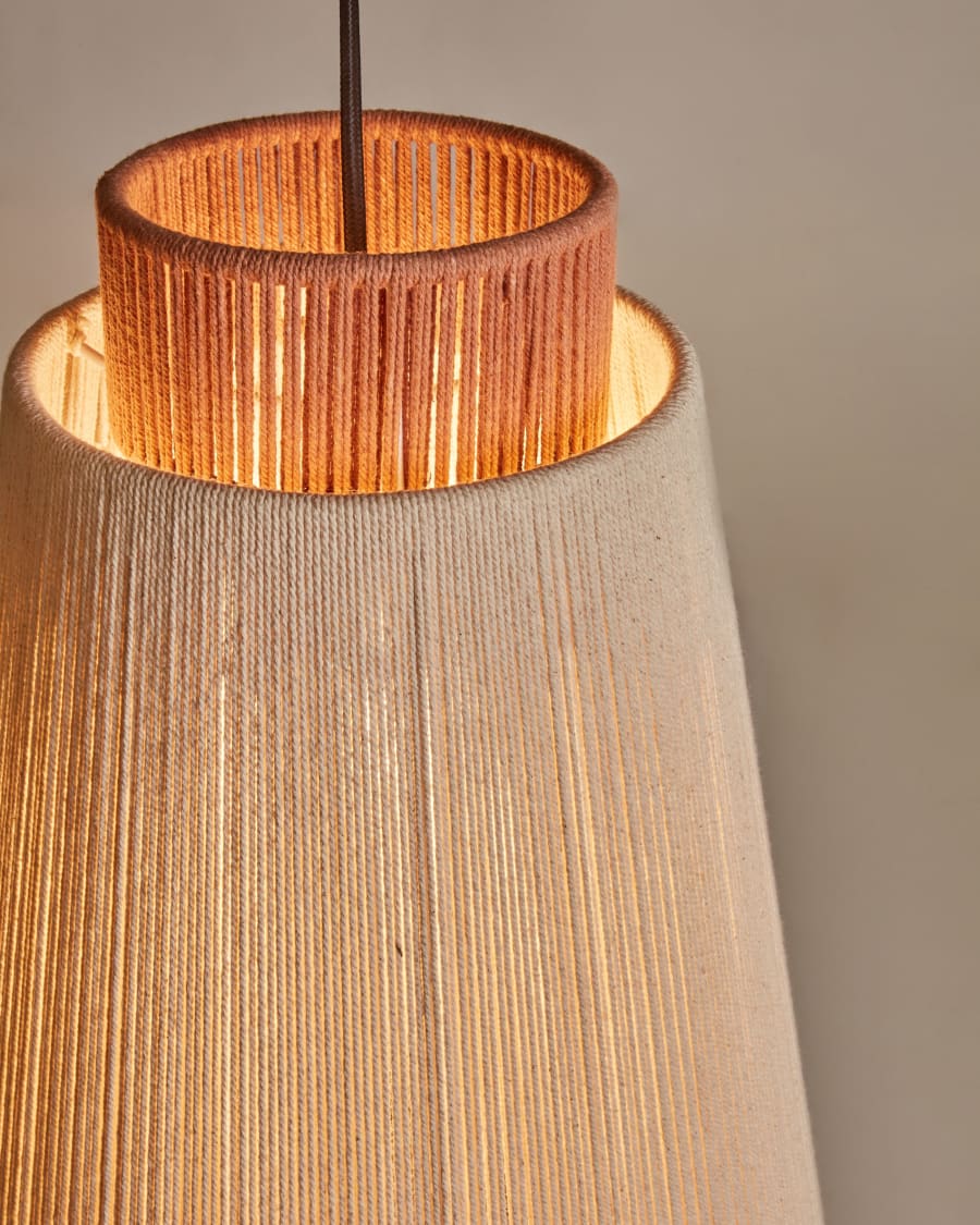 Deckenleuchte Yuvia aus Baumwolle mit Finish in Beige, Blau und Terrakotta