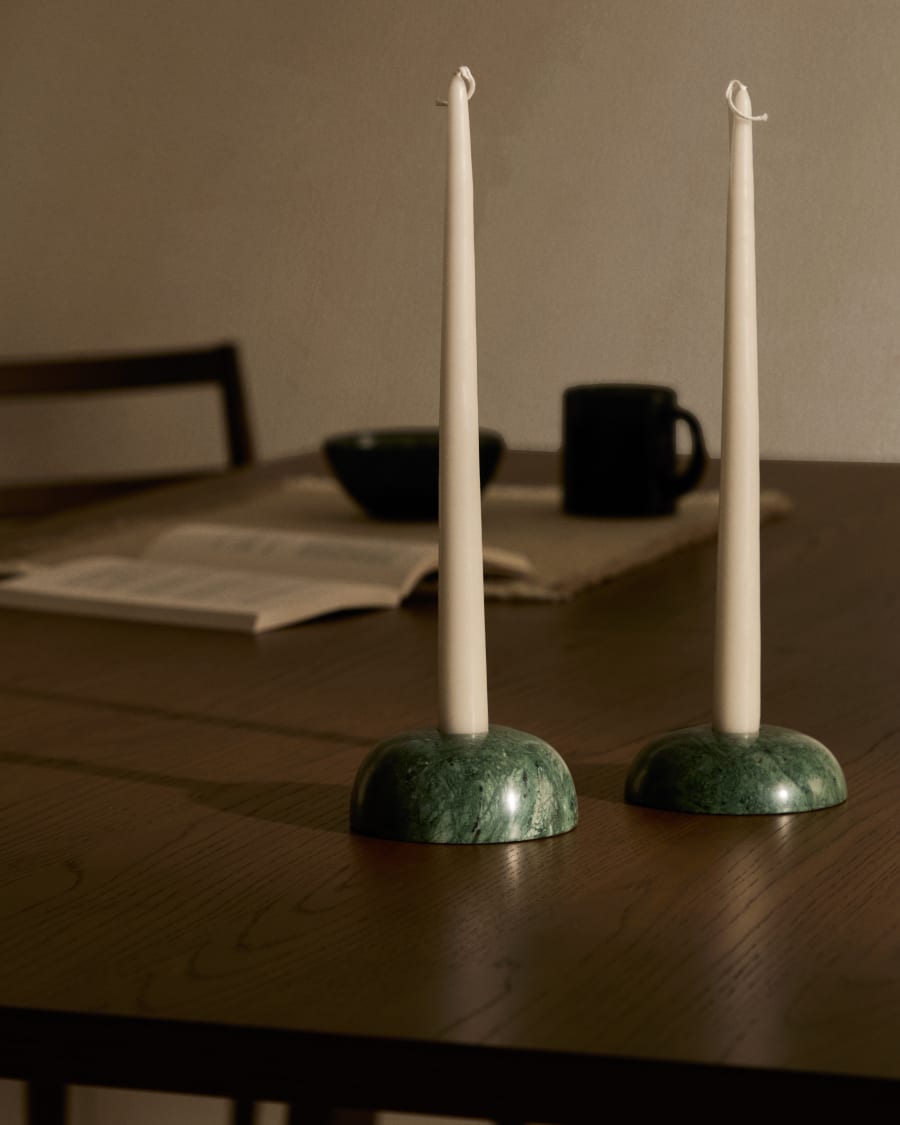 Sintia Kerzenständer aus Marmor grün 4 cm