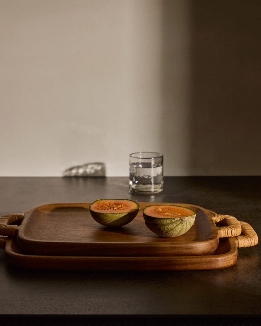 Sardis small serving board made from FSC 100% acacia wood and rattan