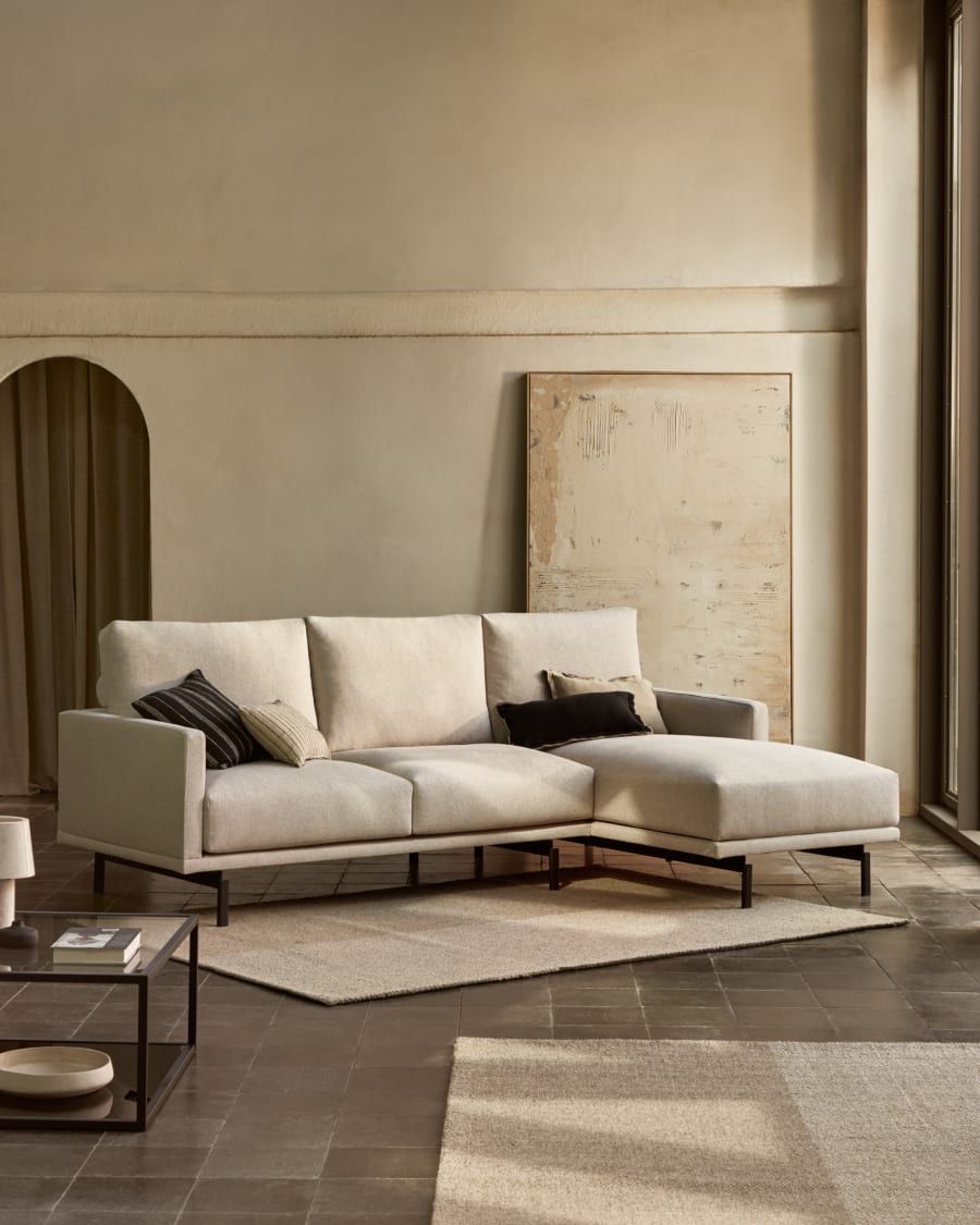 Galene 3 seater sofa with right hand chaise longue in beige 254 cm Kave Home International