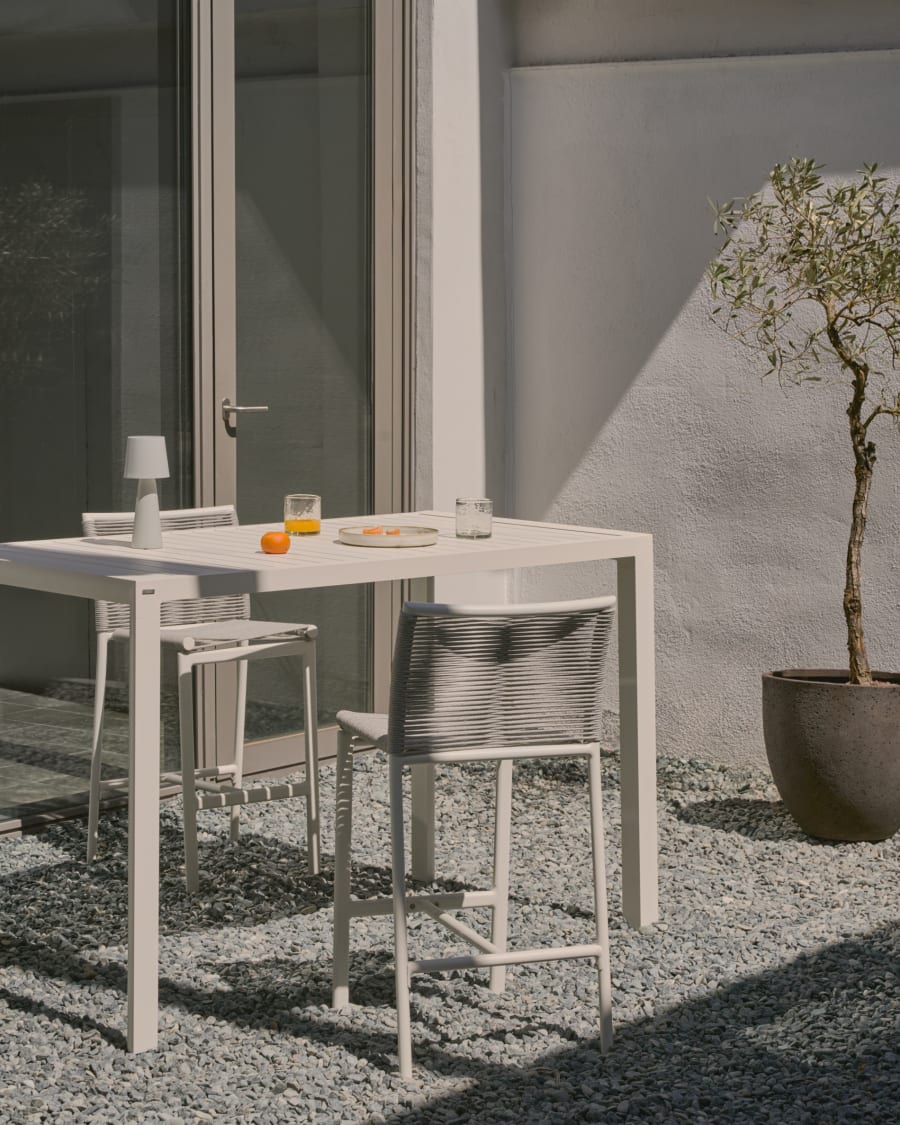Culip outdoor stool made of rope cord and white aluminium, 65 cm