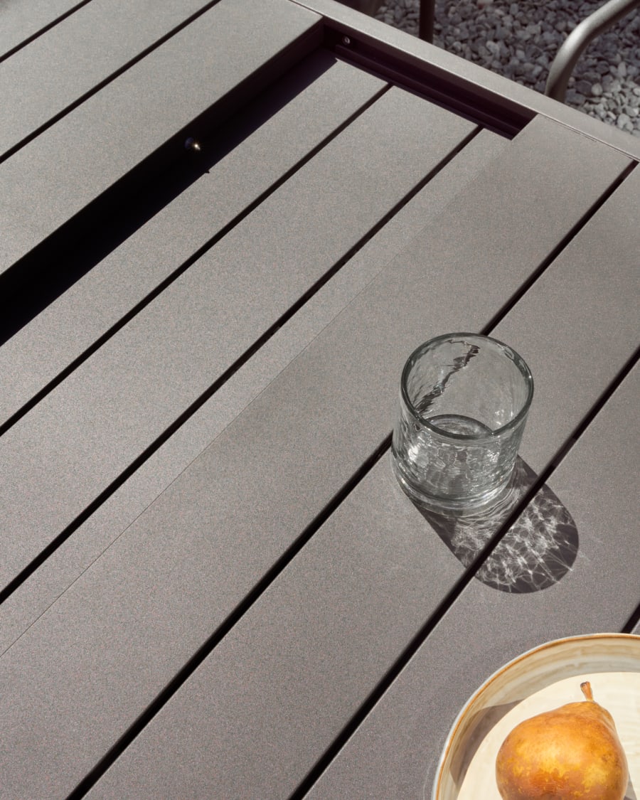 Galdana Aluminium-Gartentisch, ausziehbar, mit dunkelgrauem Finish, 220 (340) x 100 cm