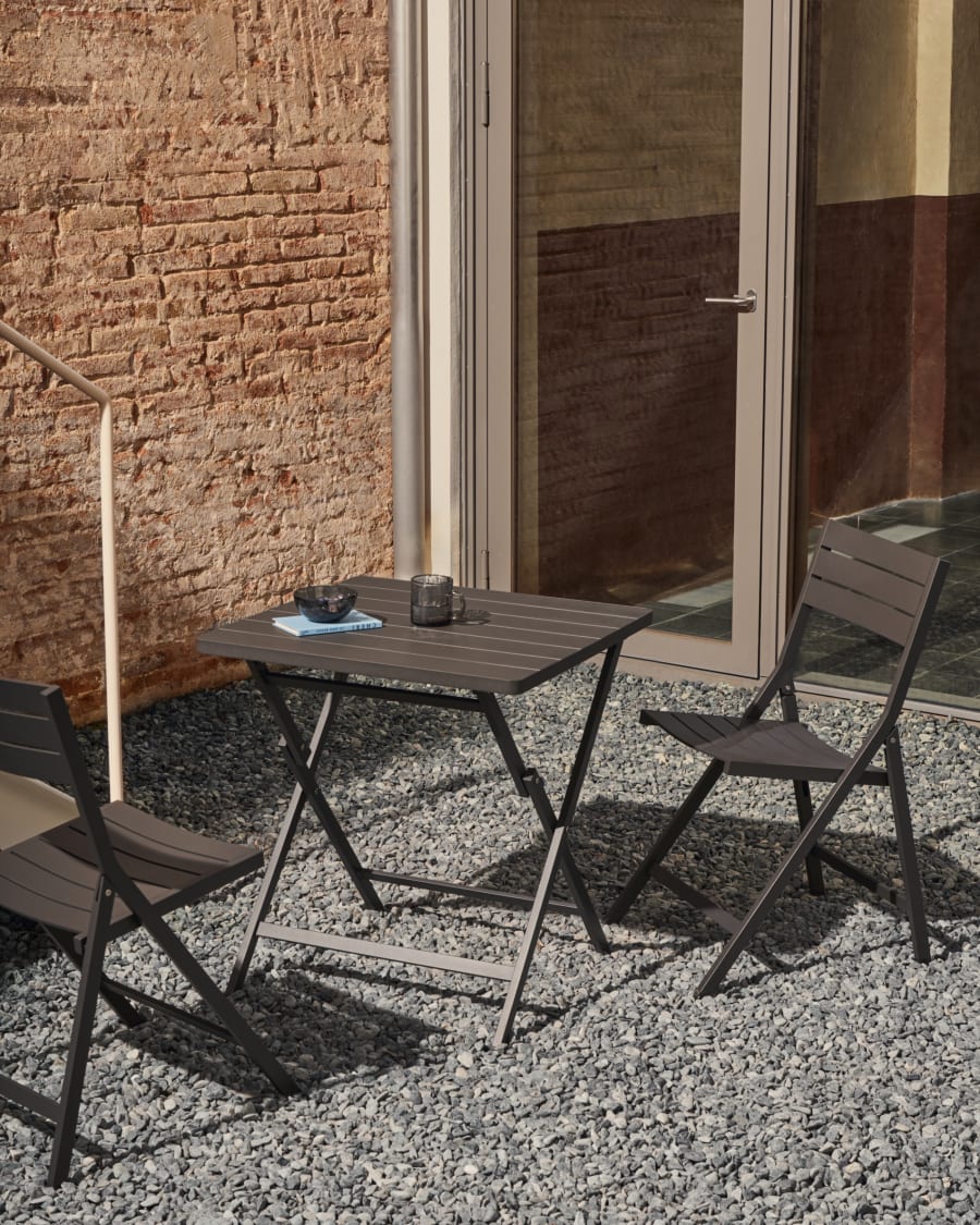 Torreta folding outdoor chair made of aluminum with dark grey finish