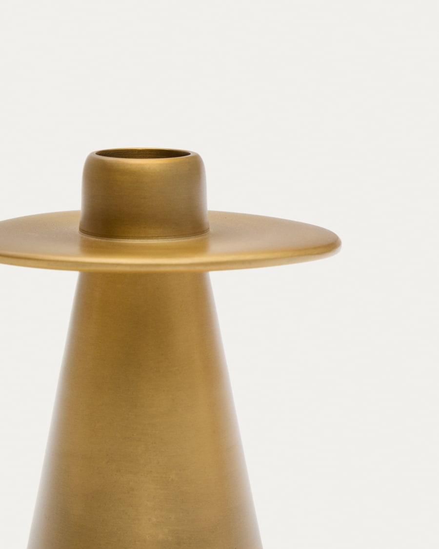 Großer Kerzenhalter Aiko aus goldfarbenem Aluminium