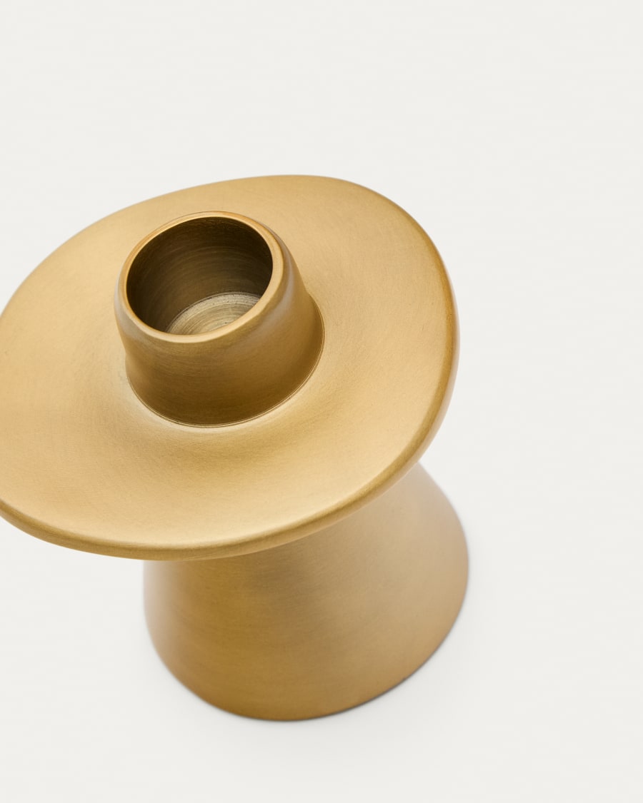 Kleiner Kerzenhalter Aiko aus goldfarbenem Aluminium