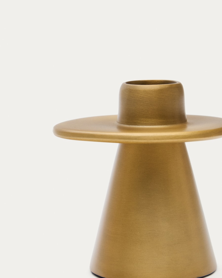 Kleiner Kerzenhalter Aiko aus goldfarbenem Aluminium