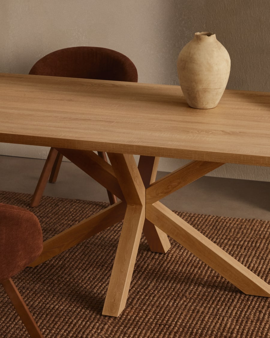 Argo table in melamine with natural finish and wood-effect steel legs 200 x 100 cm