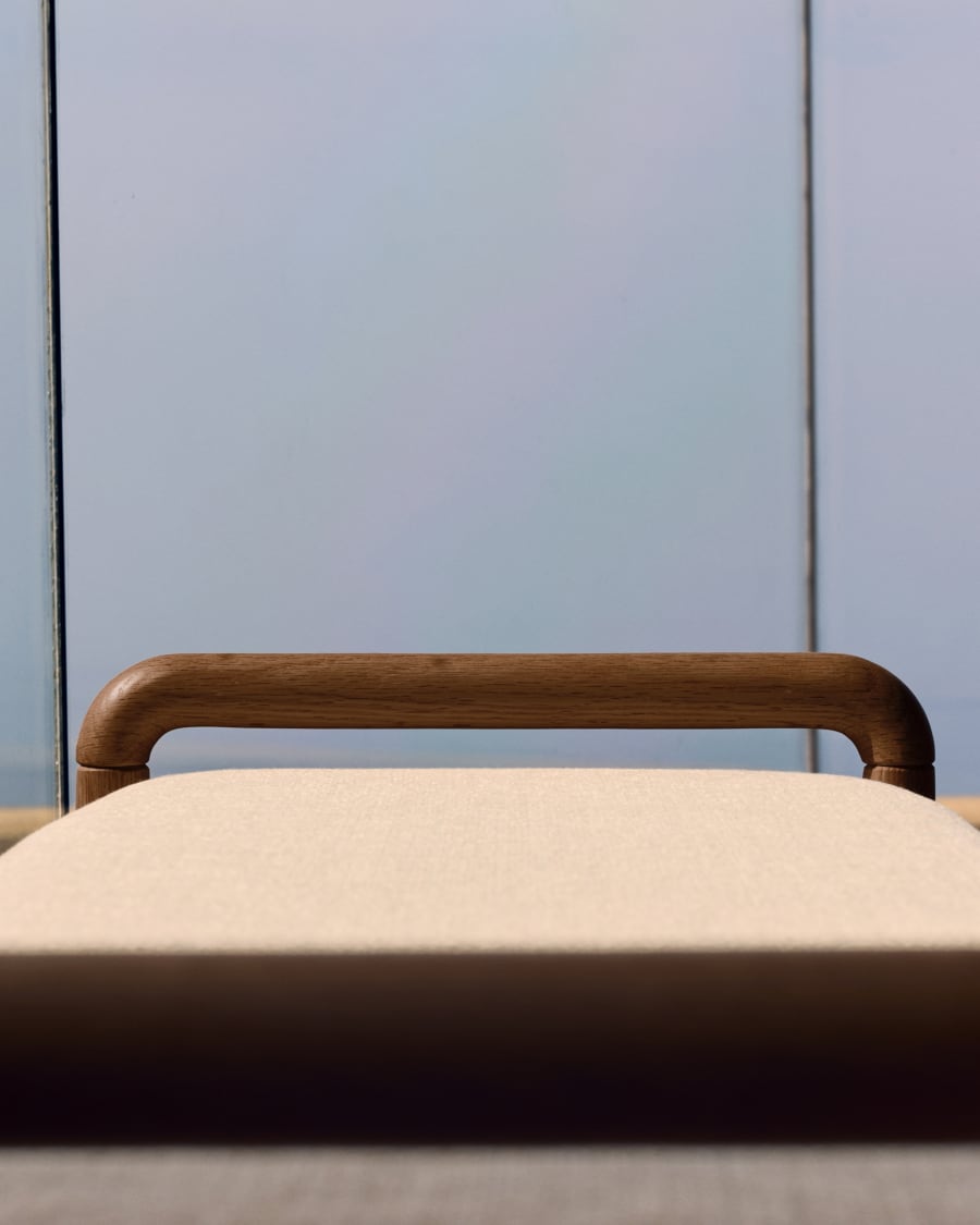 Macaret bench with removable cover solid oak wood with walnut finish 120 cm FSC Mix Credit
