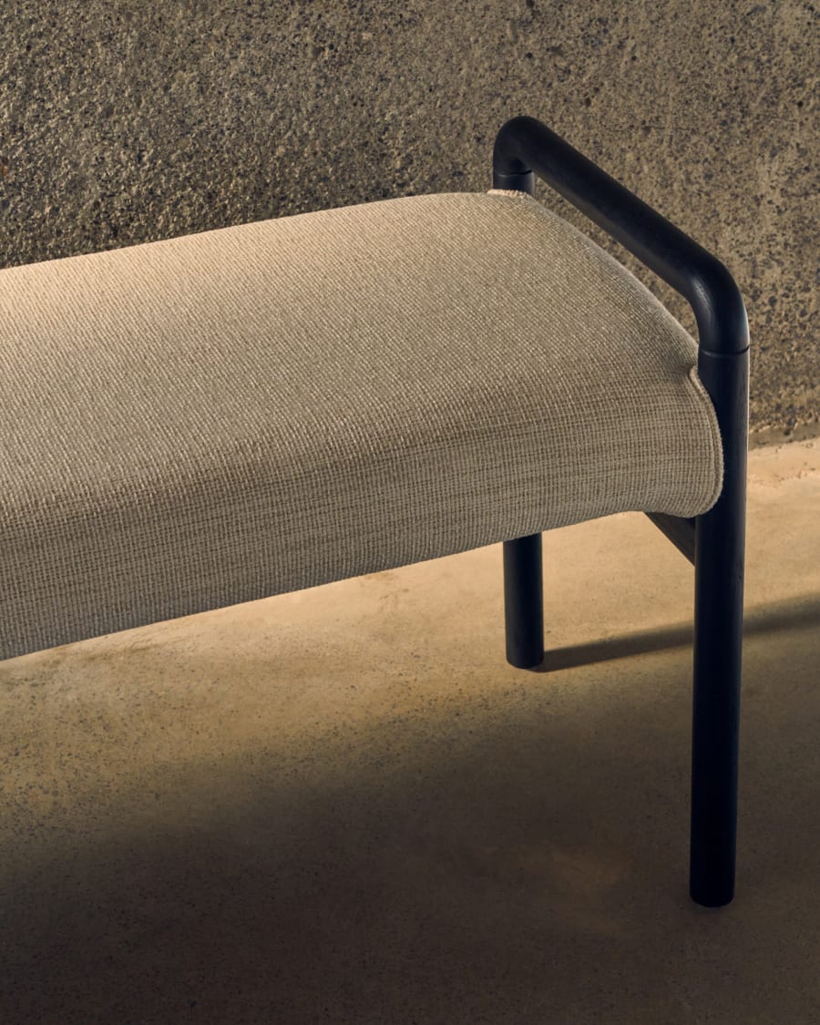 Macaret bench with removable cover solid oak wood with black finish 120 cm FSC Mix Credit