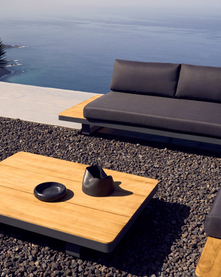 Tosqueta 5-seater corner sofa and table set made from aluminium and solid teak wood FSC 100%