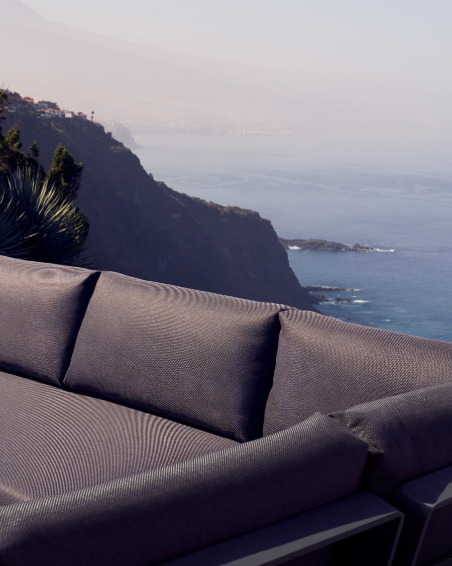 Tosqueta 5-seater corner sofa and table set made from aluminium and solid teak wood FSC 100%