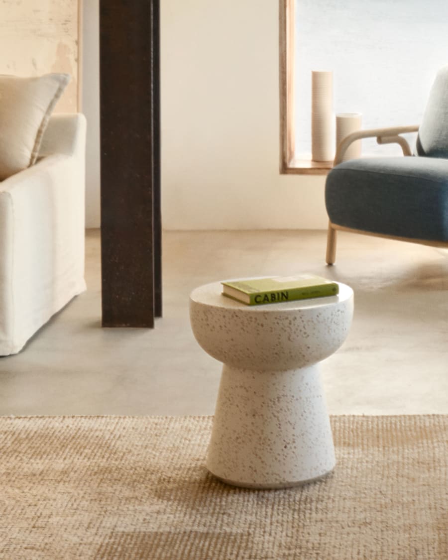 Pada white terrazzo side table, Ø 40 cm