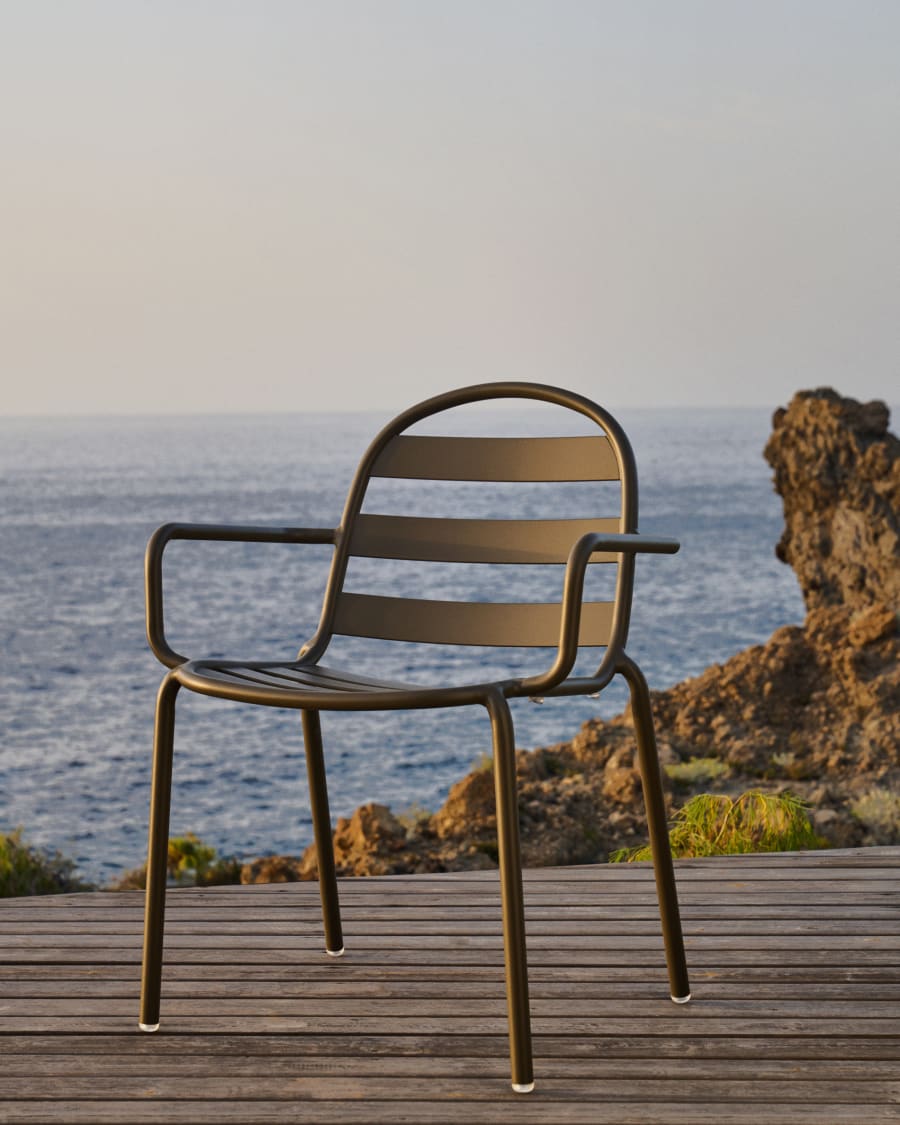 Joncols stackable outdoor aluminium chair with a powder coated grey finish Kave Home Spain