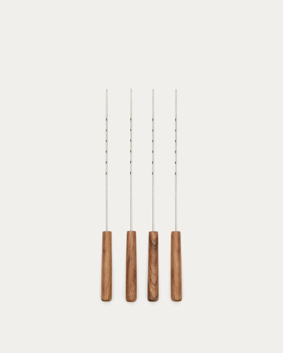 Set of 4 Idrom brochettes made of acacia wood and metal FSC 100%