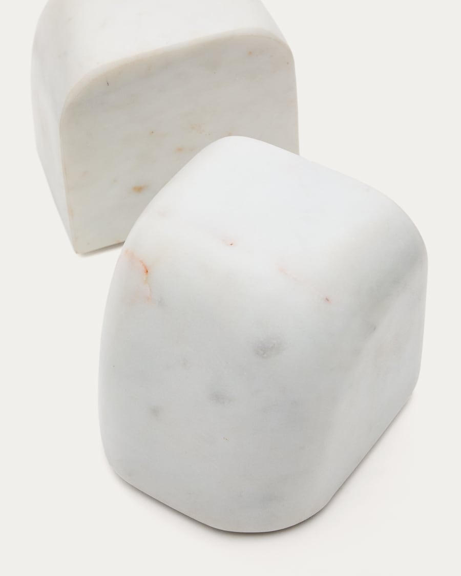 Signe white marble bookends