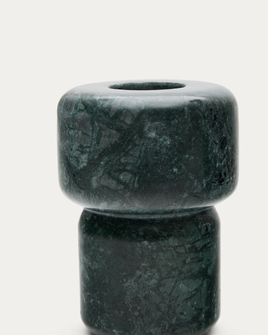 Kleiner Kerzenhalter Signe aus grünem Marmor 12 cm