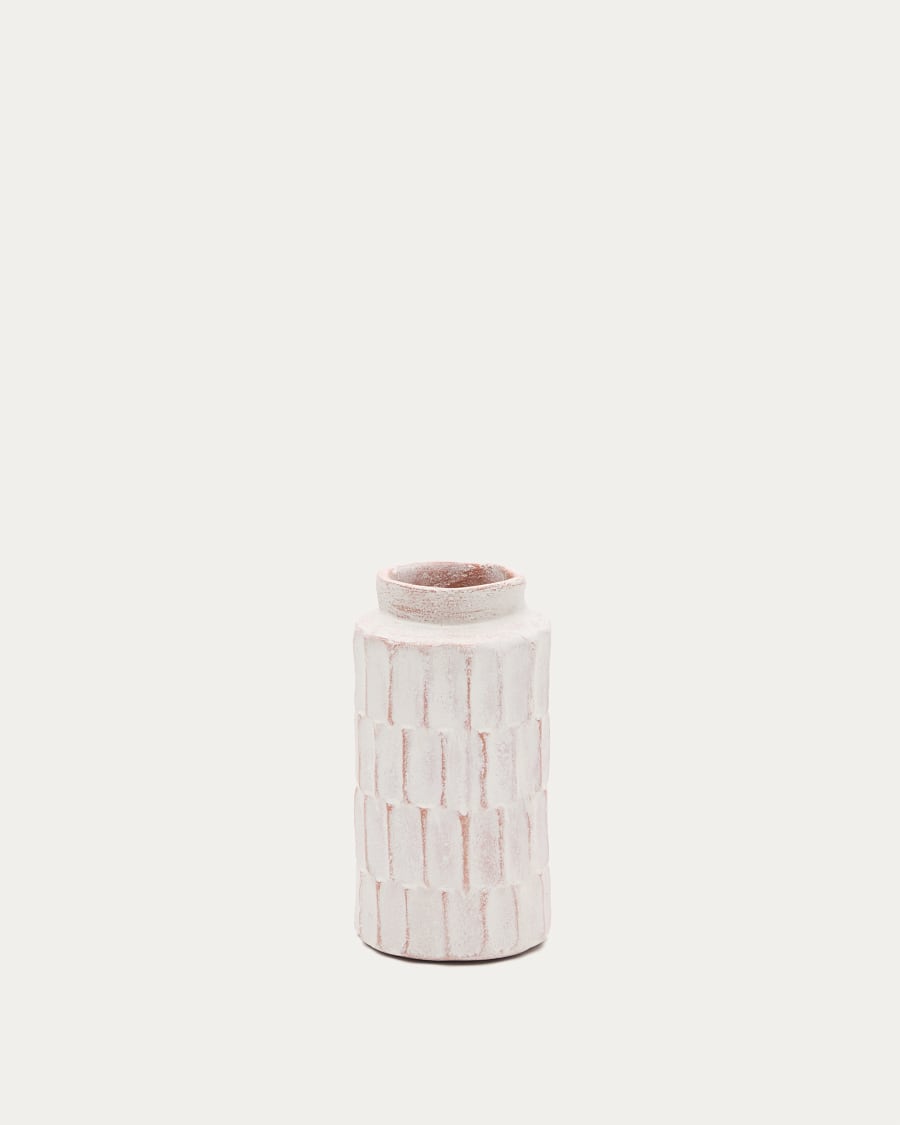 Arisa white, papier mâché vase, 22 cm
