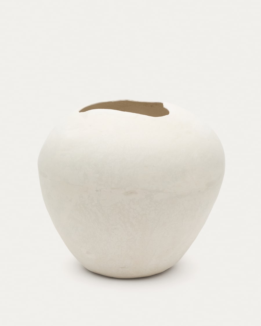 Mimum, white papier mâché vase, 49 cm