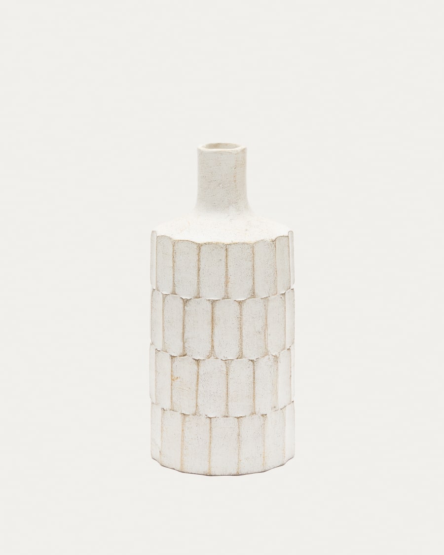 Arisa white, papier mâché vase, 41 cm