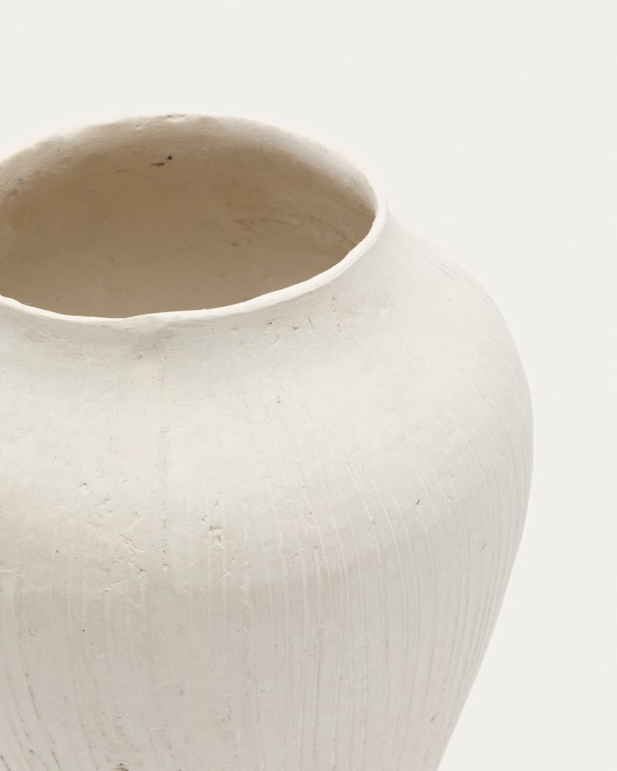 Anse white, papier mâché vase, 22 cm