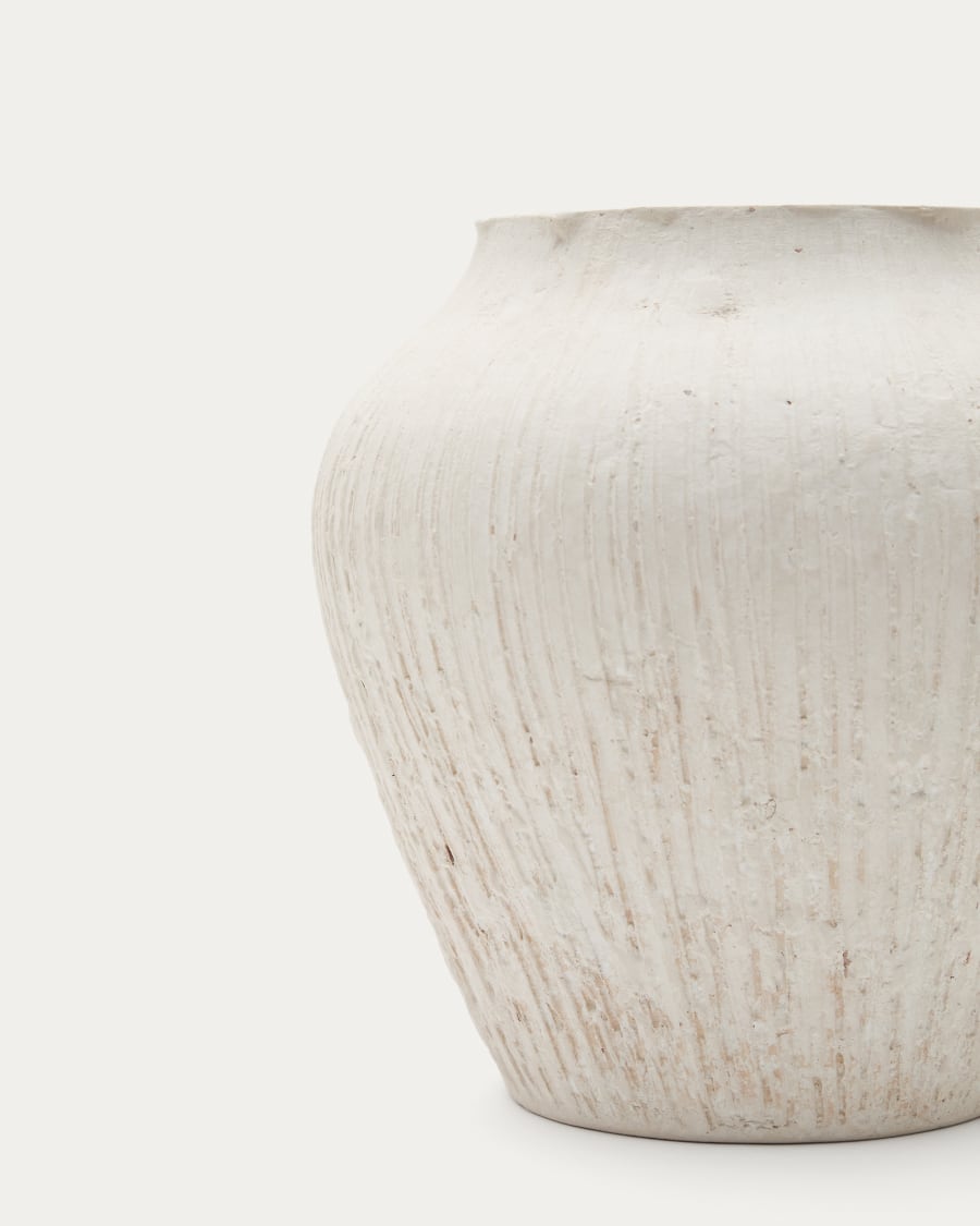 Anse white, papier mâché vase, 20 cm