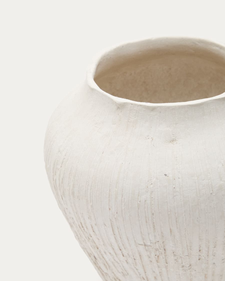 Anse white, papier mâché vase, 20 cm