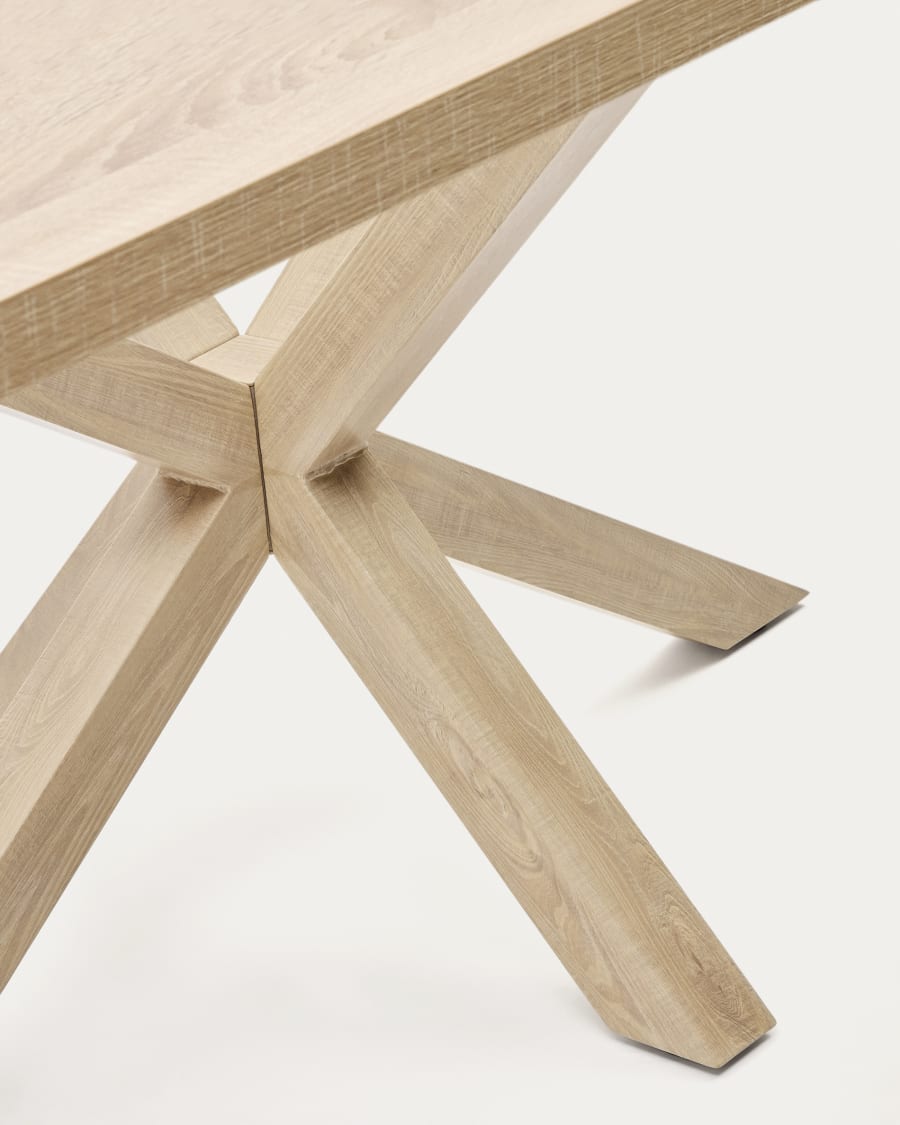 Argo table in melamine with natural finish and wood-effect steel legs 160 x 100 cm
