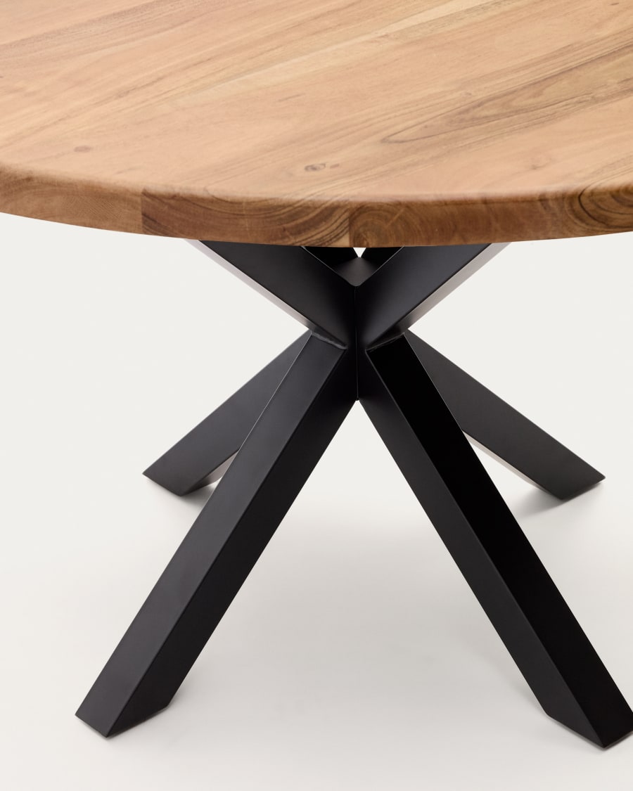 Round table Argo in solid acacia wood and steel legs with black finish Ø 150 cm