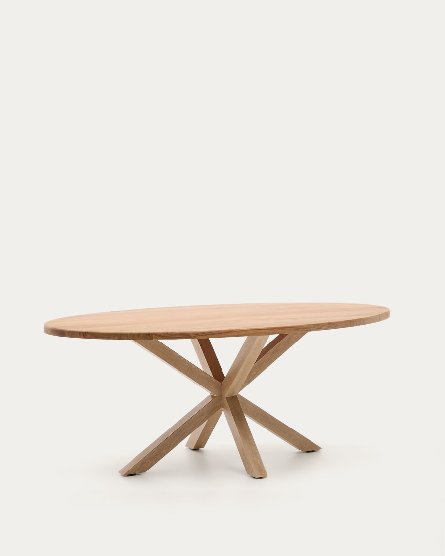 Argo oval table in solid acacia wood and wood-effect steel legs Ø 200 100 cm