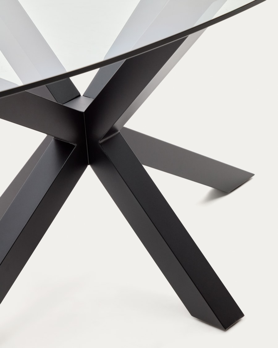 Argo oval table in glass and steel legs with black finish Ø 200 x 100 cm