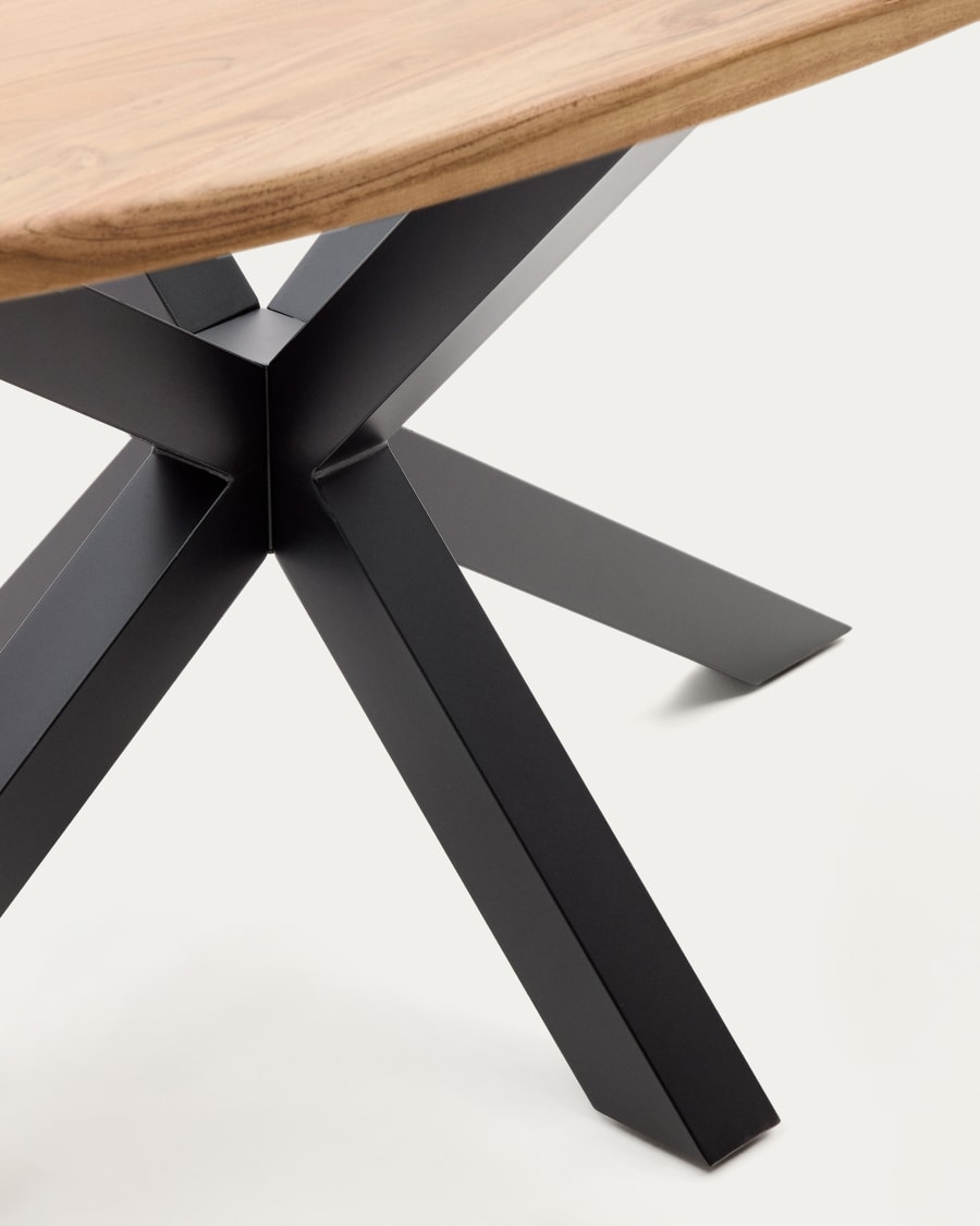 Argo oval table in solid acacia wood and steel legs with black finish Ø 200 x 100 cm