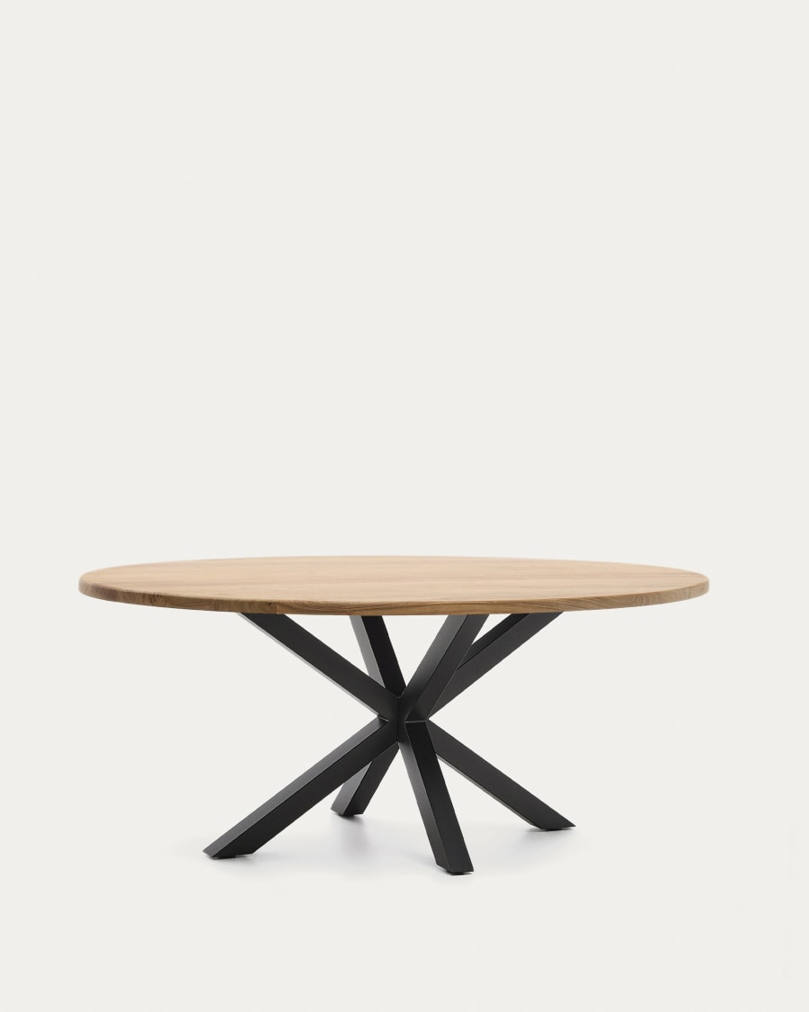Argo oval table in solid acacia wood and steel legs with black finish Ø 200 x 100 cm